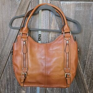 Yolando Purse Light Brown Handbag Detachable Strap Handles Zipper Pockets EUC